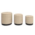 thumbnail image 1 of Modern Fabric and Stainless Steel 3pc Round Storage Ottoman Set - Beige and Black, 1 of 7