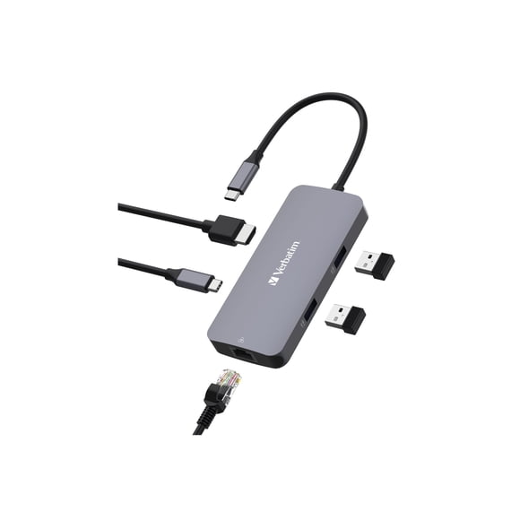 Verbatim CMH 05 - Hub - 1 x HDMI + 1 x USB-C (power delivery) + 2 x USB-A 3.2 Gen 1 + 1 x 1 Gigabit Ethernet - desktop