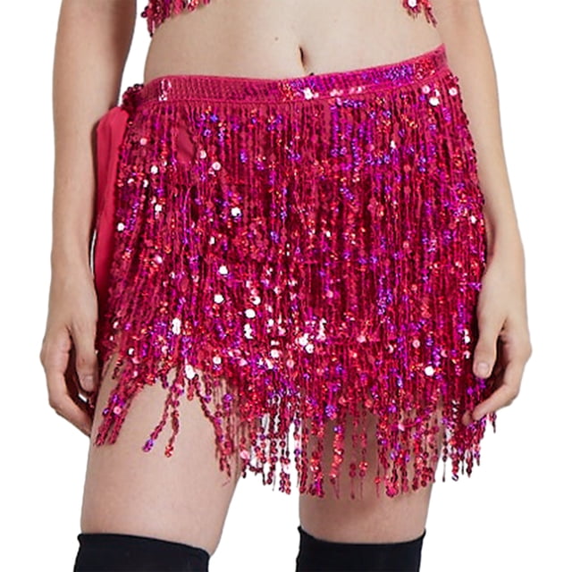 ZheElen Playful Fringe Skirt For Stunning Club Look Comfortable And Breathable Rose Red
