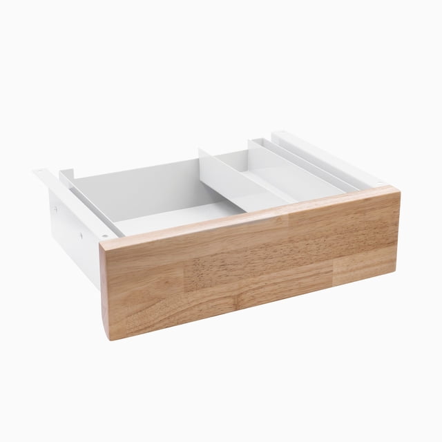 Desky Minimal Under Desk Drawer - Natural Rubberwood / White