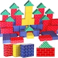 thumbnail image 1 of Junkin 48 Pcs Cardboard Building Blocks Extra Thick Jumbo Cardboard Blocks Pretend Blocks Rectangle Square Triangle Stacking Blocks for Kid Educational Learning Play Toy, 1 of 7