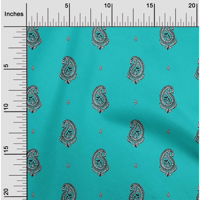oneOone Polyester Lycra Fabric Paisley Block Print Fabric BTY 56 Inch Wide