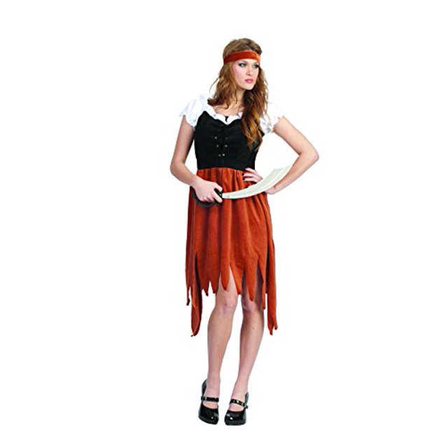 RG Costumes Servante Pirate pour Femmes, Noir/blanc/rouille, Taille Unique