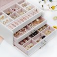 thumbnail image 4 of Jewelry Organizer 3-layer Large Capacity Jewelry Box Earrings Necklace Rings Holder with Makeup Mirror and, 4 of 8