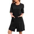 thumbnail image 1 of Erwazi Women Robes Zipper Front Short Sleeve Long Robe Housecoat with Pockets Loungewear, 1 of 8