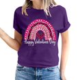 thumbnail image 2 of Meichang Hauts pour Femmes Chemise Tendance de la Saint-Valentin Hauts Mignons Imprimé Cœur Hauts de Vacances Manches Courtes Col Rond Décontracté Chandail Blouses, 2 of 5