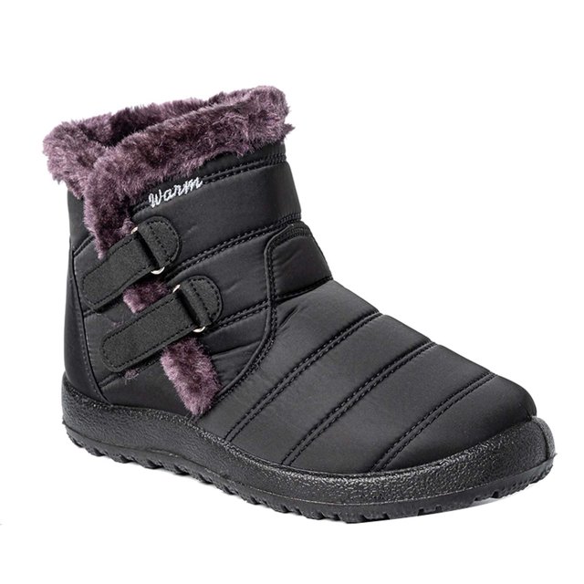 Women Winter Solid Color Keep Warm Ankle Shoes Plus Velvet Boot Flat Snow Boots