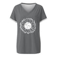 thumbnail image 2 of WTXUE T-Shirts à Manches Courtes, Chandails à Col Rond pour Femmes T-Shirts à Col en V pour Femmes Légers et Doux T-Shirts d'Été Décontractés Hauts pour Femmes Grande Taille Gris P, 2 of 5