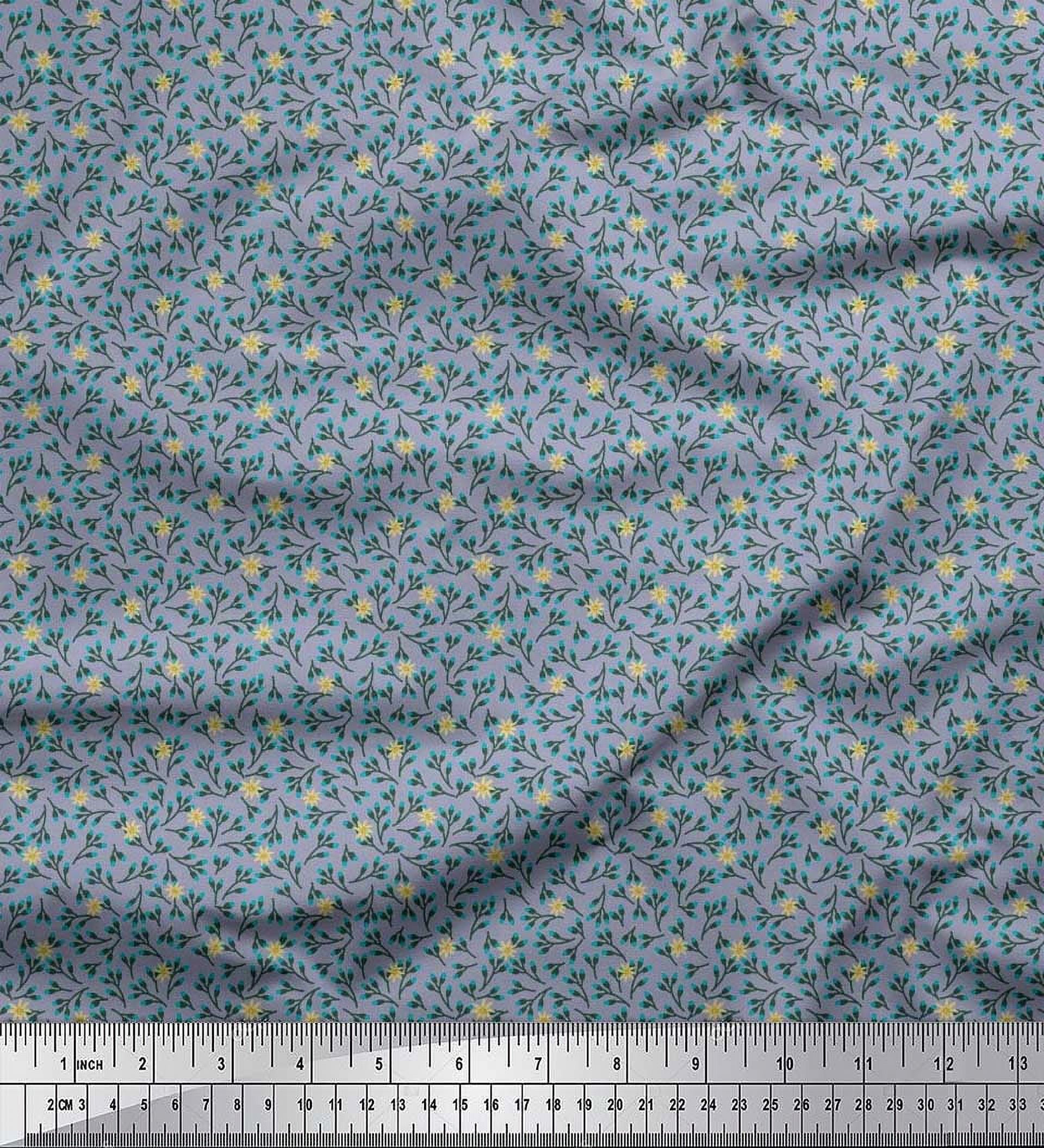 Soimoi Polyester Crepe Fabric Flower Artistic Print Sewing Fabric Yard 52 Inch Wide