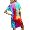 thumbnail image 4 of Pisexur Robe à Manches Courtes Col Rond Mode Femmes Été Manches Courtes Décontractée Robe Col Rond Confort Ample Ameublement Maison Couleur Col en V Plissé Polyvalente Slim Robe Femmes, 4 of 4