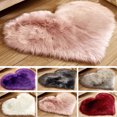 thumbnail image 3 of Heart Shaped Shaggy Faux Fur Fluffy Rug Hairy Carpet Floor Mat Home Bedroom, 3 of 6