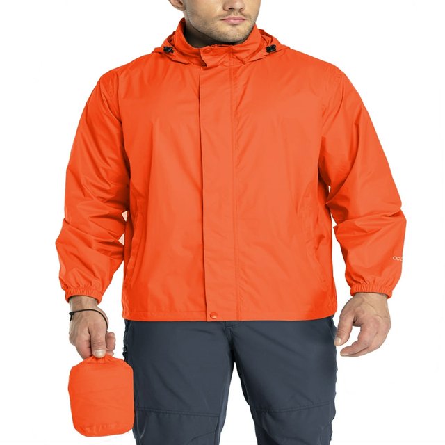 33 000ft Men‘s Packable Rain Jacket Hooded Lightweight Waterproof Rain Shell Jacket Raincoat for Hiking Golf Cycling