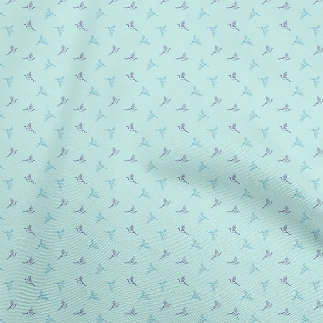 oneOone Cotton Cambric Light Blue Fabric Bird Sewing Material Print Fabric By The Yard 42 Inch Wide