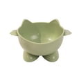 thumbnail image 1 of Green Plastic Cat Food Bowl Large Capacity Pet Drinking Bowl Elevated Design Protects Neck Anti Tip Over Easy To Clean For Cats Green, 1 of 7