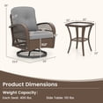 thumbnail image 3 of Costway 3 PCS Patio Swivel Rocker Set Gliding Bistro Furniture Set with Tempered Glass Table Gray, 3 of 10