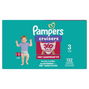 Pampers Diapers - Cruisers 360° - Size 3, up to 100% Leakproof Fit, Designed for Active Babies, Pull On Diaper, EZ Off Tabs Designed for Easy Changes