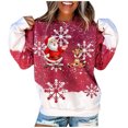 thumbnail image 1 of Fridja Mode Femme Col Rond Noël Manches Longues Hauts Blouse Pull Chandail en Molleton, 1 of 5