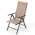 thumbnail image 1 of Costway 1 PCS Patio Folding Dining Chair with 7-Level Adjustable High Backrest for Garden Brown, 1 of 10