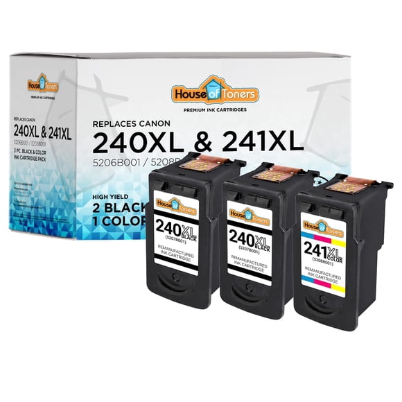 Houseoftoners Cartouche d'Encre Couleur Remanufacturée, Lot de 3, pour Canon PG-240TG Noir et CL-241TG, Rendement Élevé, Remplacement pour Canon Pixma MG2120 MG2220 MG3120 MG3122 MG3220 MG3222 - (2 Noir, 1 Couleur)