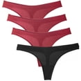 thumbnail image 1 of Wingslove Women's 4 Pack Thongs Underwear G-String Hipster Bikini Panties, 1 of 4