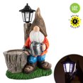 thumbnail image 1 of SOLAR POLYRESIN GARDEN GNOME PLANTER WITH LIGHT POST, 1 of 1