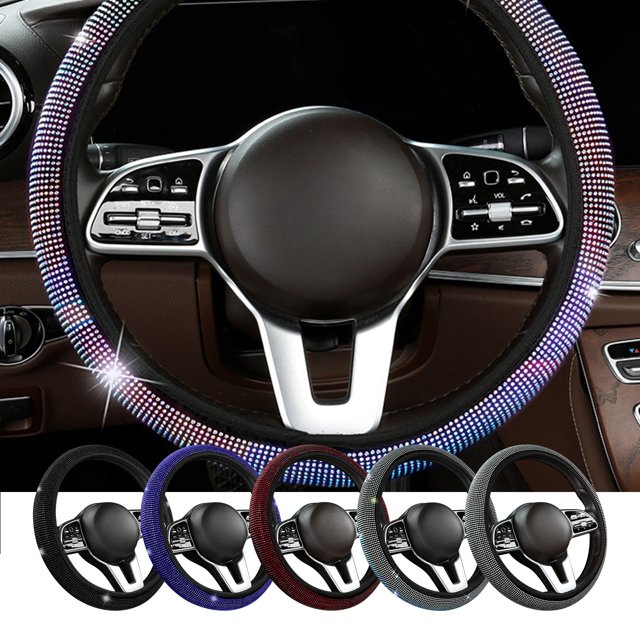 Sales Today Clearance! Rhinestone Steering Wheel Cover, Crystal Diamond Car Wheel Protector, Sparkling Steering Wheel Wrap for Women, Universal Fit for 14-15 Inch Car Wheels
