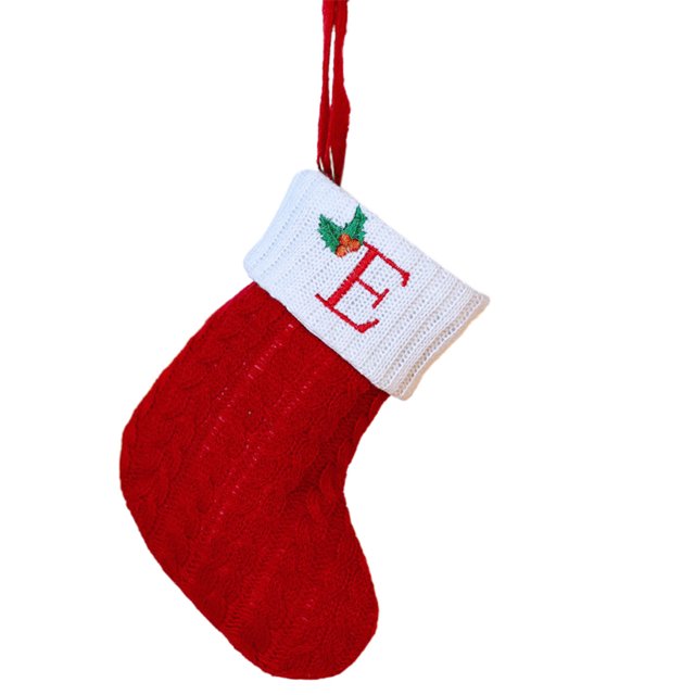 Christmas Tree Decorative Socks With Embroidered Initial Letters Red Green White Knit Stockings