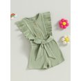 thumbnail image 3 of SUNSIOM Infant Baby Girl Summer Jumpsuit Solid Color Ruffled Sleeveless Round Neck Button Romper Shorts with Belt, 3 of 9