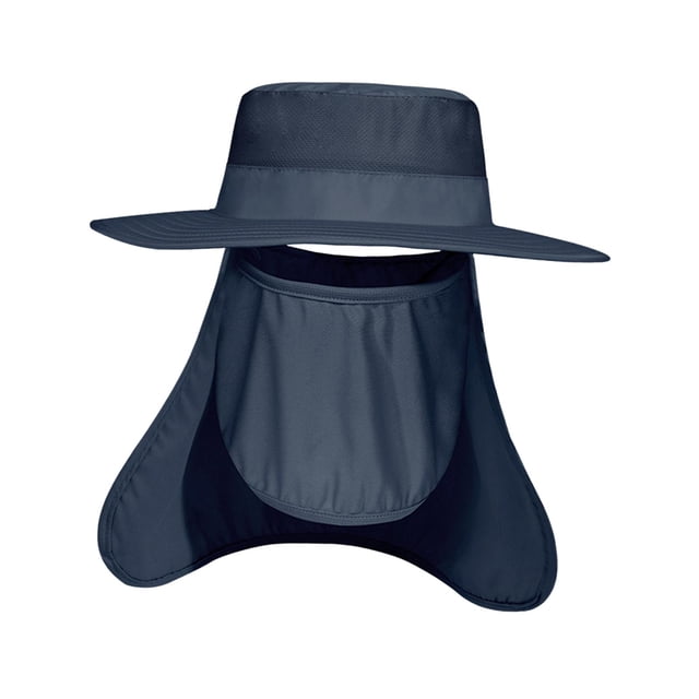 Wide Brim Bucket Hat Polyester Fisherman Visor for Vocation Outdoors Fishing Style E Navy Blue