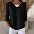 thumbnail image 2 of Feancey Plus Size Cardigans for Women Lightweight Long Sleeve Button Sweaters Thin Casual Open Front Cardigan Sweater Ribbed Knit Jackets Black M, 2 of 6