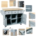 thumbnail image 4 of MODERNLUXE Chariot Îlot de Cuisine 53 Pouces avec Rangement, Îlot de Cuisine Roulant avec Abattant, Étagère de Rangement Interne, 3 Tiroirs, 5 Roues et Tablettes Ajustables, Table Îlot Mobile pour Salle à Manger, Gris Bleu, 4 of 8