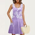 thumbnail image 4 of Ovzne Robes pour Femmes 2025 Robe Femme Décontractée et à la Mode Imprimée Col Rond Sans Manches avec Poche Robe Courte Décontractée Robe de Printemps Imprimée Liquidation, 4 of 6