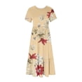 thumbnail image 3 of Pisexur Robes d'Été pour Femmes à Col Rond, Robe Fluide Plissée Tendance à Manches Courtes, Mode avec Poche, Robe d'Été de Plage Évasée à Imprimé Floral, 3 of 4