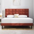 thumbnail image 1 of Queen Bed Frame, Queen Size Platform Bed With Fabric Upholstered Headboard, Red, 1 of 5