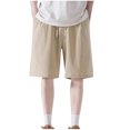 thumbnail image 2 of Styesk Mens Shorts Men's Summer Solid Color Pocket Elastic Waist Drawstring Thin Casual Ice Silk Shorts, 2 of 7