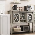 thumbnail image 4 of GloryStar Coffee Bar Sideboard Cabinet Storage with Wine Rack and Glass Holder, Console Table with Sliding Barn Doors, for Living Room, Dining Room，Liquor Bar, 4 of 8