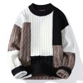 thumbnail image 2 of EGNMCR Pull Col Roulé pour Hommes, Pull Élastique Col Rond Tendance Texture Couleurs Assorties Manteau Pull Polyester pour Hommes, 2 of 5