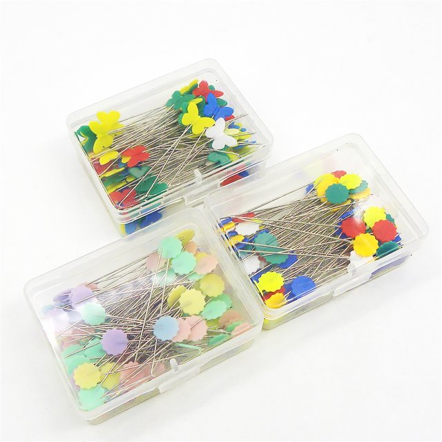 100Pcs Plastic Flat Head Pins Straight Straight Quilting Pins Quilting Pins Mixed Color DIY Sewing Needles, Light Color Flower