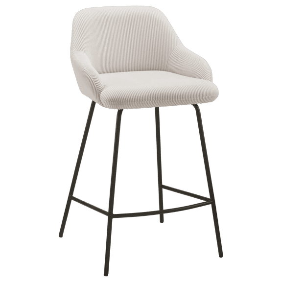 Bouclair Tabouret de Comptoir en Tissu Crème et Métal
