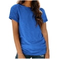 thumbnail image 1 of AherBiu Womens Tops Basic Solid Color Casual Crewneck Short Sleeve Loose Fitting Comfy Tops Tees Shirts, 1 of 4