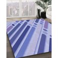 thumbnail image 3 of Ahgly Company Tapis d'Intérieur Lavable à la Machine, Carré, Transitionnel, Bleu Bleu Ange, Tapis de Zone, 4 Pieds Carré, 3 of 7