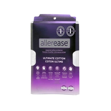 AllerEase Ultimate Cotton Pillow Cover Protector, Standard- Zippered, Temperature Balancing
