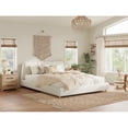 thumbnail image 3 of Modern Minimalist King Size Upholstered Bed, Soft Linen Fabric Headboard, White Upholstered Bed Frame, No Storage, Mattress Not Included, 3 of 11