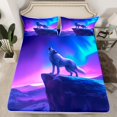 thumbnail image 2 of Wolf Kids Twin Size Bed Sheets Set,Nebula Galaxy Sheet Set Western Wolves Sheets Mountain Magical Animals Bed Set,Purple Blue, 2 of 7