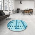 thumbnail image 4 of Ahgly Company Tapis d'Intérieur Lavable à la Machine, Carré, Transitionnel, Bleu Ivy Bleu, Tapis de Zone, 4 Pieds Carré, 4 of 7