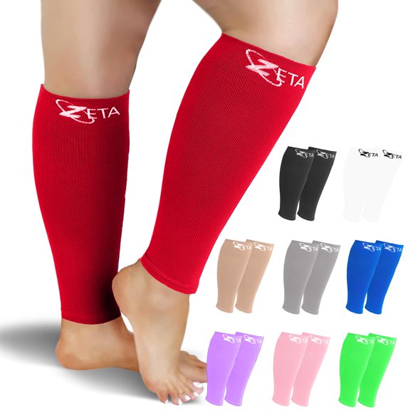 Zeta Wear 1 Pair Plus Size Calf Compression Sleeves - 15-19 mmHg Graduated Support for Men & Women | Wide Calf Fit for Swelling Varicose Veins Shin Splints Travel Nurses Running Recovery