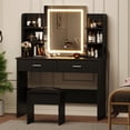 thumbnail image 2 of AKDSteel Vanity Desk with Lights – Makeup Vanity Set with Tri-Mode LED Mirror, Charging Station, 6 Shelves, 2 Drawers & Cushion Stool, Dimmable for Bedroom, 2 of 7