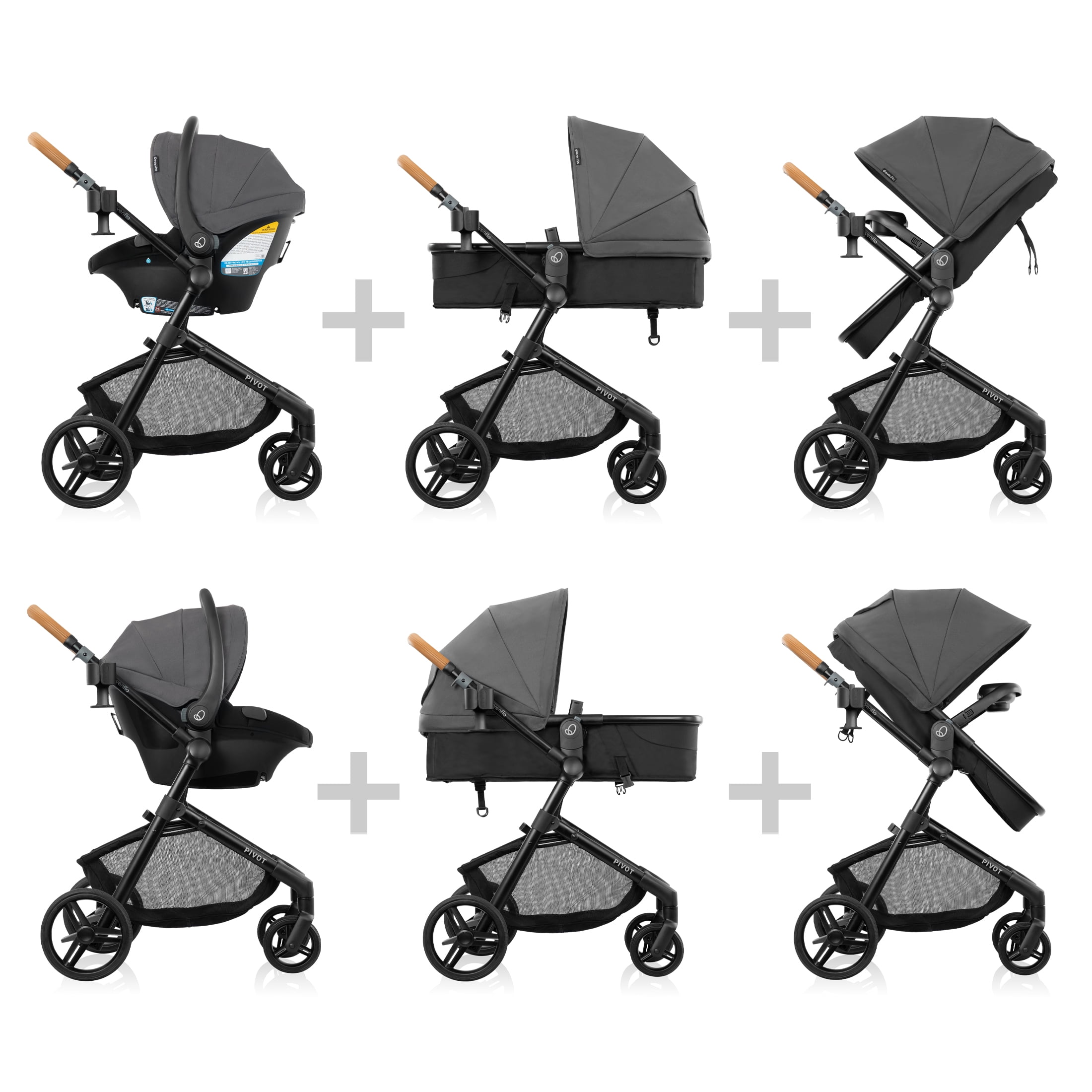 Evenflo Pivot NXT Système de Voyage avec Litemax NXT Siège d'Auto pour Bébé (Siège d'Auto 3-22 lbs - Poussette 0 - 6 Ans)