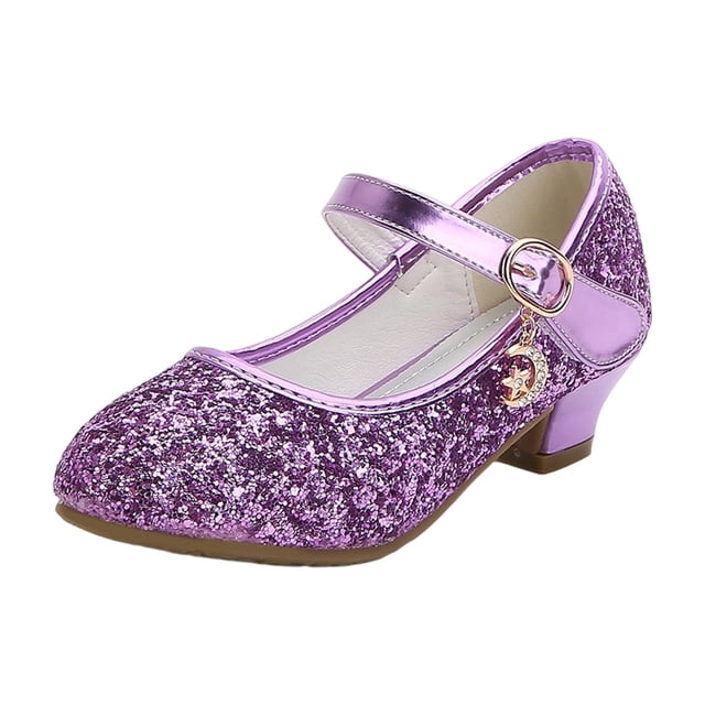 Wdgfv Ballerines Filles Scintillantes Fête Mary Jane Princesse Chaussures de Robe Violet 9-9,5 Ans