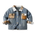 thumbnail image 1 of MeetoTime Veste en Denim pour Tout-Petit Bébé, Décontractée, à Revers, à Carreaux, Imprimée, à Manches Longues, Printemps Automne, Veste Courte pour Garçons Filles, 1 of 3